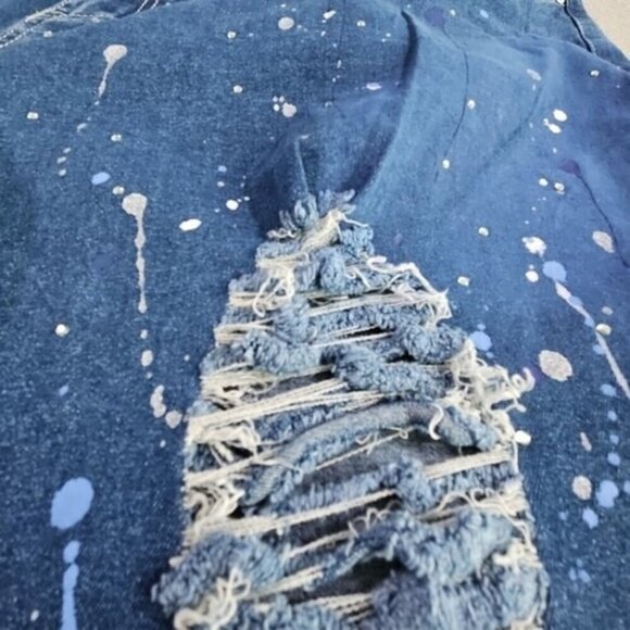 Ashley Stewart Jeans Size 24 (44x26) Distressed Paint Splatter Rhinestones NWT - Picture 13 of 16